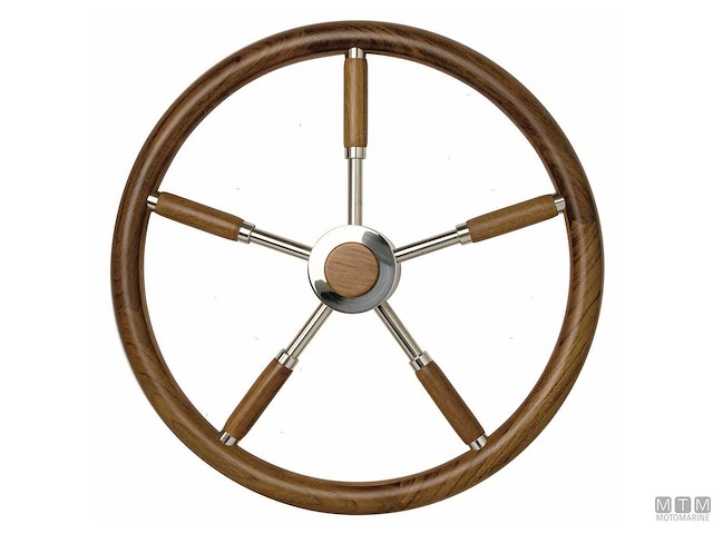 RUOTA TIMONE IN ACCIAIO INOX E TEAK D400MM