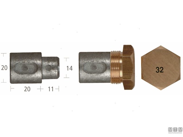 ANODO BARROTTO+TAPPO A-F.20X20MM ZN 