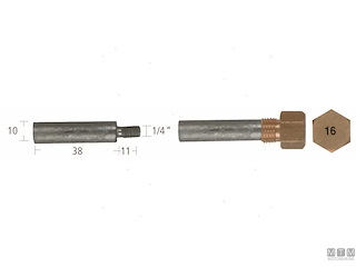 ANODO BARROTTO+TAPPO CATERP.10X38MM ZN 