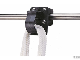 GANCIO APPENDI CIME CON MORSETTO PER TUBO 22/25MM IN NYLON NERO