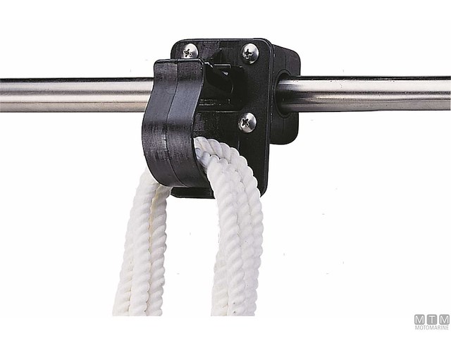 GANCIO APPENDI CIME CON MORSETTO PER TUBO 22/25MM IN NYLON NERO