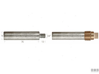 ANODO BARROTTO+TAPPO CATERP.16X76MM ZN 