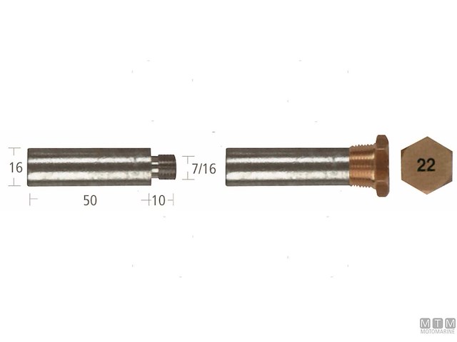 ANODO BARROTTO CUMMINS 16X50MM ZN 
