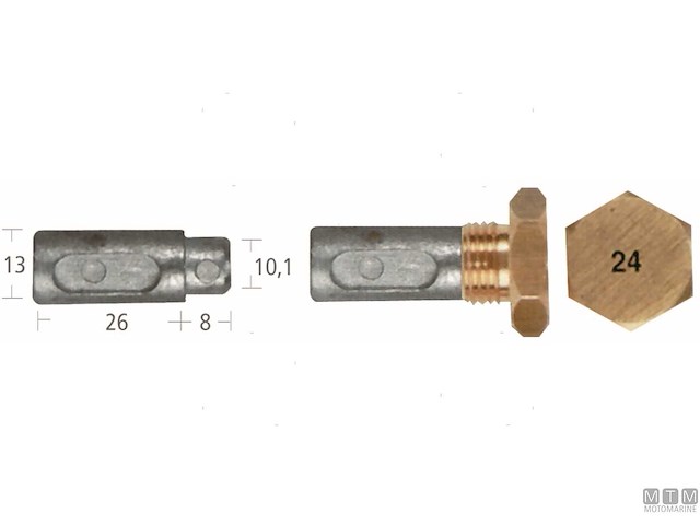 ANODO BARROTTO+TAPPO A-F.13X26+8MM ZN 