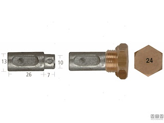 ANODO BARROTTO+TAPPO A-F.13X26+7MM ZN 