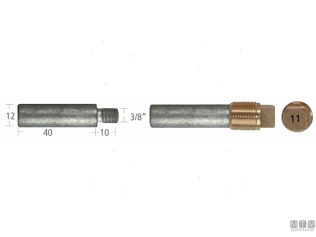 ANODO BARROTTO GEN MOTORS 12X40MM ZN 