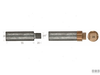 ANODO BARROTTO+TAPPO CATERP.28X55MM ZN 