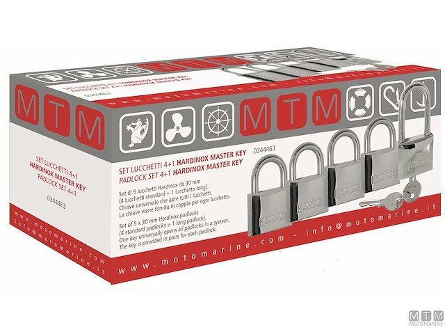 SET 5 LUCCHETTI HARDINOX 30MM CHIAVE UNIVERSALE
