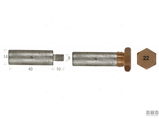ANODO BARROTTO VM 14X40MM ZN 