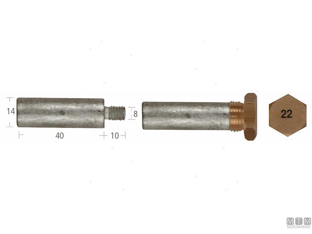 ANODO BARROTTO VM 14X40MM ZN 