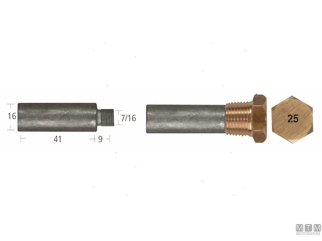 ANODO BARROTTO+TAPPO CATERP.16X41MM ZN 
