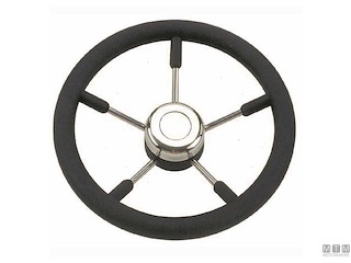 VOLANTE IN ACCIAIO INOX E POLIURETANO BIANCO D350MM