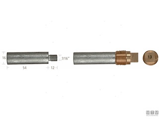 ANODO BARROTTO GEN MOTORS 16X54MM ZN 