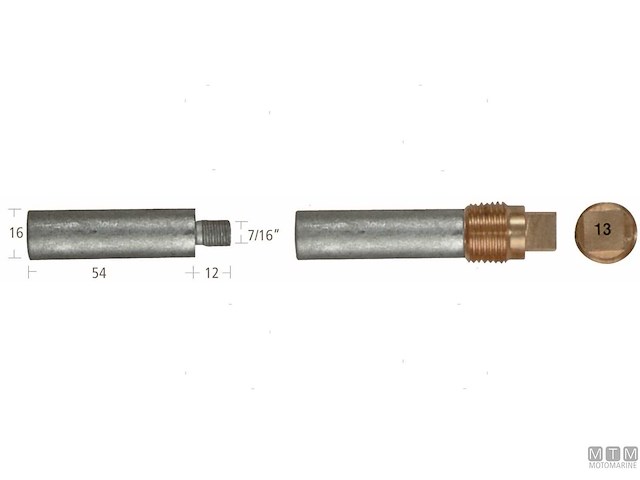 ANODO BARROTTO GEN MOTORS 16X54MM ZN 