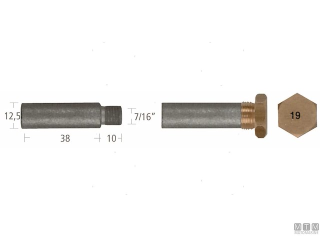 ANODO BARROTTO CATERPILLAR 12.5X38MM ZN 
