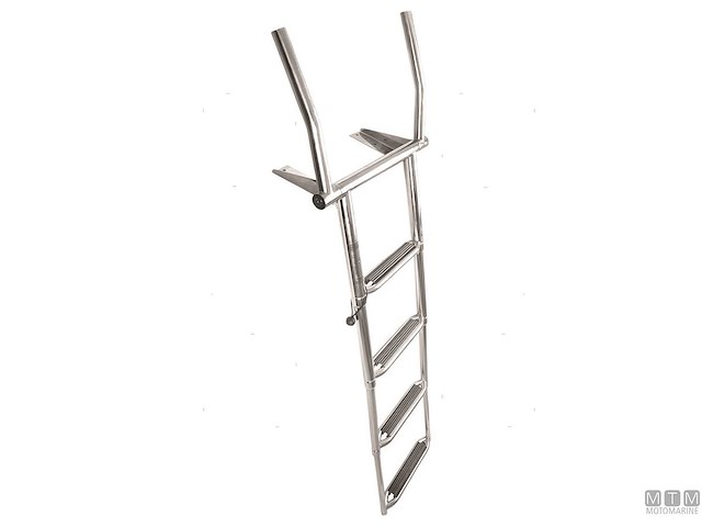 SCALETTA TELESCOPICA ABBATTIBILE PASSAMANO 4 GRADINI ACCIAIO INOX AISI