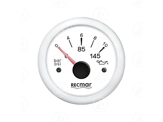 Indicatore pressione olio Recmar per cruscotto barca RECKY15303 (bianco)