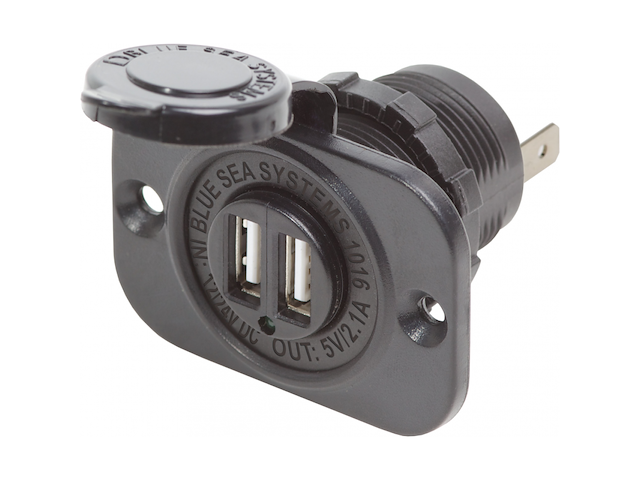 PRESA CON DOPPIA PORTA USB NERA