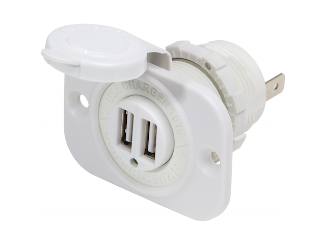 PRESA CON DOPPIA PORTA USB BIANCA