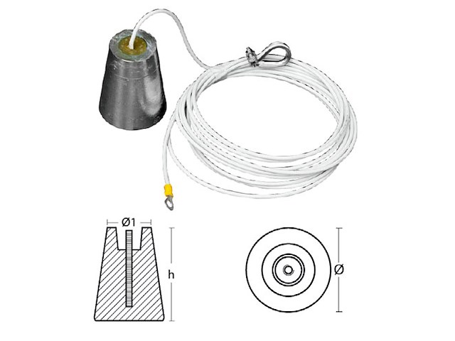 ANODO SOSPESO 2,5 KG ZINCO Anodi sospesi serie TEC