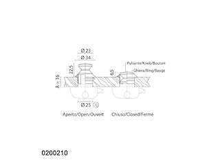 PULSANTE OTT. LUC. 16MM Pulsante in ottone cromato