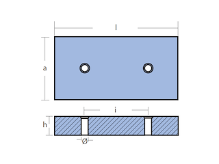 ANODO RETT.200X100X23X100 Piastra rettangolare s/inserto