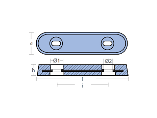 ANODO FLAPS 250X63X29X140 Piastre ovali con inserto