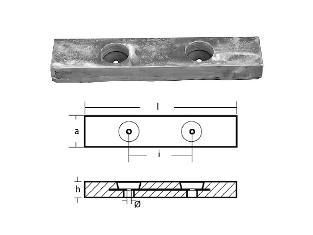 ANODO MAGNESIO GDF 600X120X60X240 Piastra magnesio scafi veloci