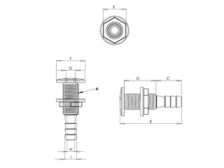SCARICO A MARE C/PORTAGOMMA 1-1/2 Scarico a mare con portagomma