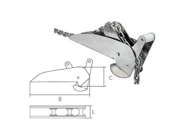 MUSONE A RIBALTA PESANTE MODELLO CLASSIC x ANCORA MAX 10 KG Musone di prua inox 316 mod.3