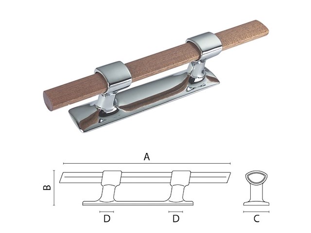 BITTA TRAVERSINO IN LEGNO O.L. 260 Bitte in ottone con traversino