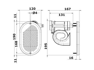 TROMBA INCASSO B.PNEUMATICA HR1 24V Tromba Hurricane"