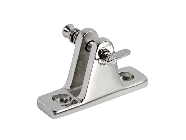 SUPPORTO A FORCELLA 90° CON SPINOTTO SFILABILE E MOLLA INOX PERNO 6MM Supporto con spinotto sfilabil