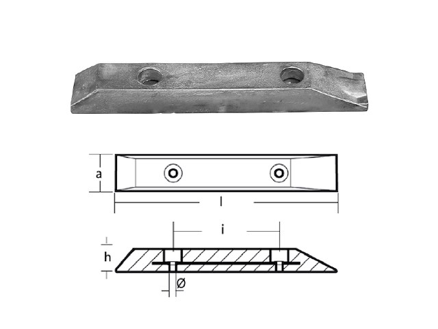 ANODO IN MAGNESIO GDF 500X80X50X240 Piastra magnesio scafi veloci