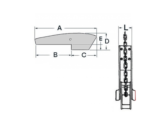 MUSONE A RIBALTA CON PULEGGIA INOX x ANCORA FINO A 20 KG Musone di prua inox 316 mod.4