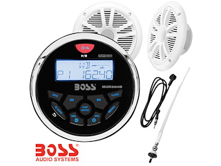 Stereo Boss Audio Marine MGR350B - Casse MR6W da 6.5 180Watts - Antenna FM stilo MRANT12W
