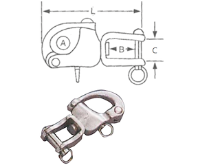 MOSCHETTONE SPYNN.GRILLO MM.127 Spinnaker a scatto con grillo