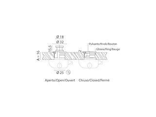SERRATURA A POMELLO MM.23 Pulsante in ottone cromato