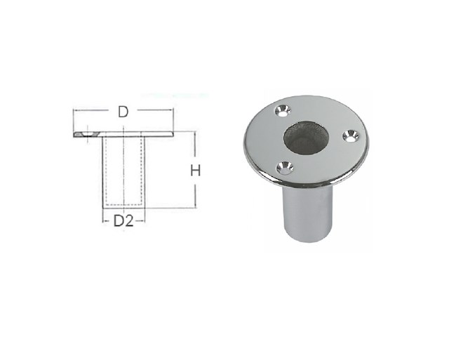 BOCCOLA INCASSO INOX 316 DIAM.25MM Boccola incasso per passerella