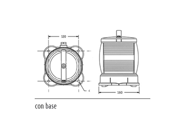 LUCE DI VIA DHR - SERIE 55 -  112,5° SINISTRO - ROSSO Luci di via DHR scafi fino 50m