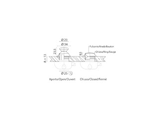 SERRATURA A POMELLO MM.13 Pulsante in ottone cromato