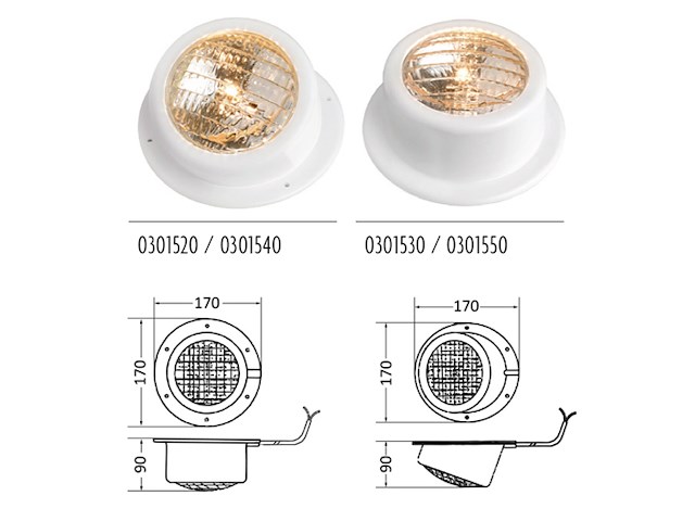 FARO DA PLANCETTA ABS 12V 35W Faro in ABS Bianco stagno