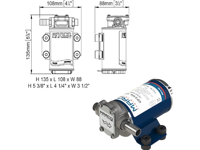 POMPA GASOLIO 24V 15LTM UP4 Pompa Gasolio UP3 MARCO