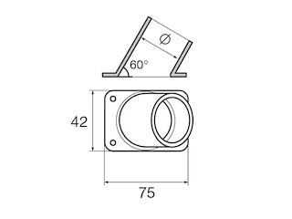 BASE RETTANGOLARE INOX 316 60° DA MM 22 Base rettangolare 60° Inox 316