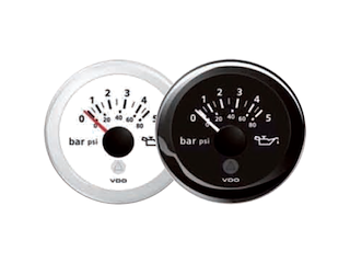 INDIC. OLIO B. 5 BAR / 80 PSI, 12V Manometro 52 mm (0-80 psi)