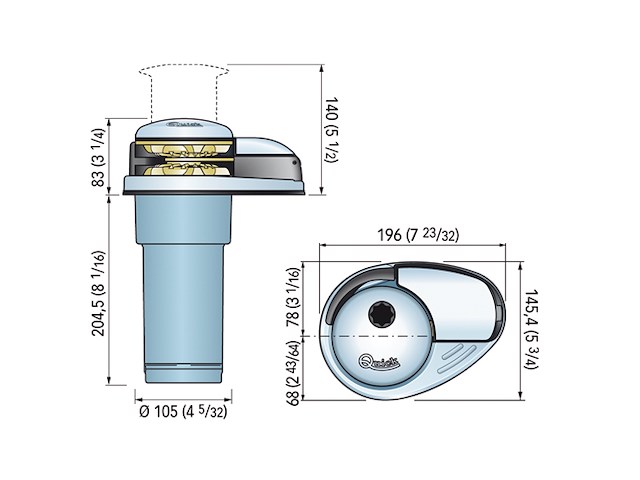 VERRICELLO DP2E 800W 24V 8 MM  SENZA CAMPANA Quick DP2E asse verticale