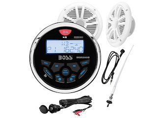 Stereo Boss Marine MGR350B - Casse MR6W da 6.5 180Watts - Antenna MRANT12W e cavo MUSB35