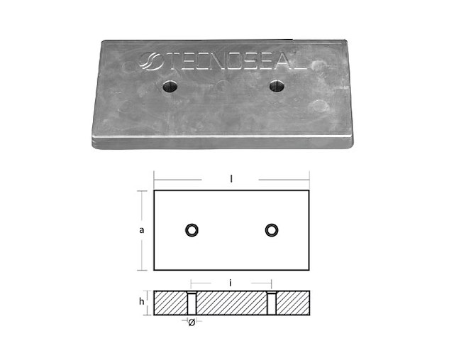 ANODO CALDAIA 300X150X26 Piastra forata senza inserto