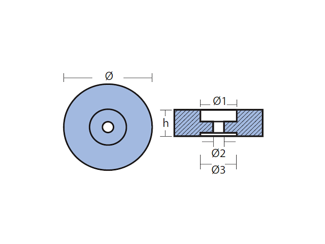 ANODO POPPA 135X47 COMPLETO Anodo per poppa completo