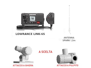 LOWRANCE Link-6s radio VHF Bundle con antenna SPARK e attacco a scelta